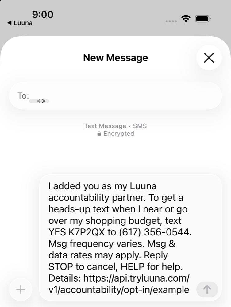 The pre-written invite in the user's Messages app, asking the partner to text YES to (617) 356-0544