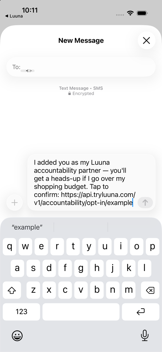 The invite message in the user's Messages app
